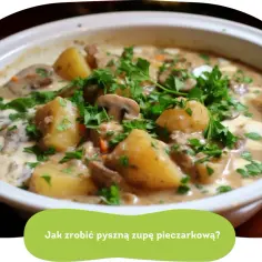 Kremowa zupa pieczarkowa, jak z przepisu babci, z ziemniakami i natką pietruszki. Pyszna i sycąca.