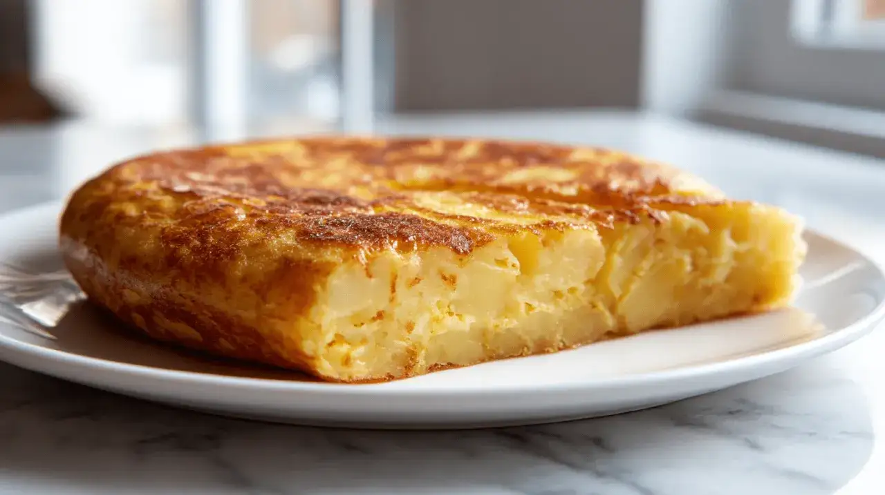 Złocista tortilla z airfryer, pyszna i chrupiąca, z kawałkami ziemniaków w środku. Idealna na szybki posiłek.